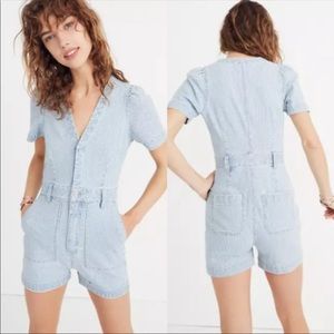 MADEWELL V-Neck Romper in Piper Stripe
